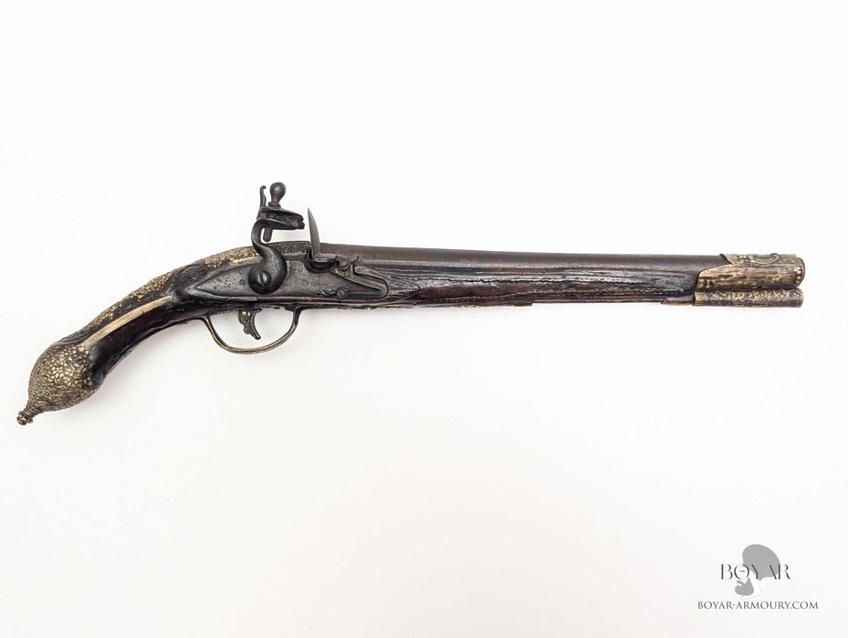 Кремъчен сребърен турски пищов