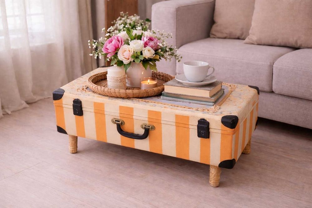 Артистична масичка и голям ретро куфар