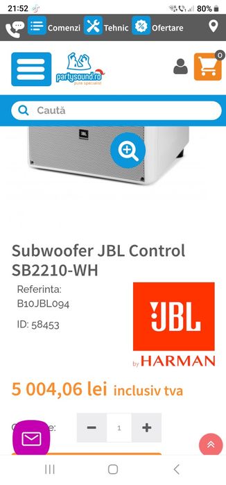 JBL CONTROL SB2210-WH Subwoofer + 2 sateliti