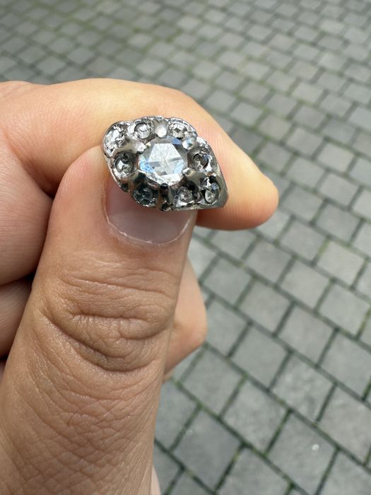 Inel vintage platina cu diamant central de peste 0,5 k