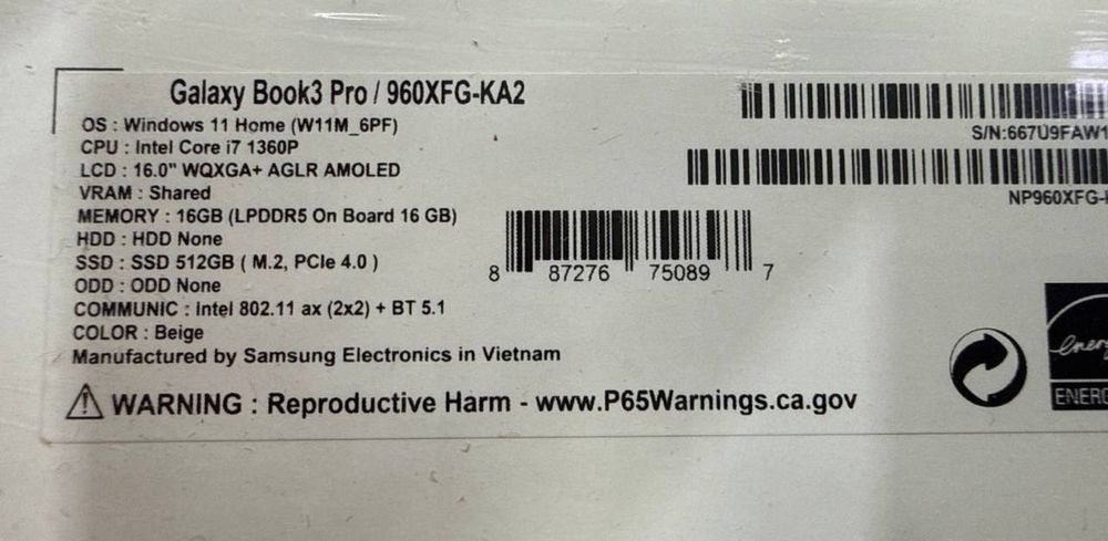 Samsung Galaxy Book 3 pro