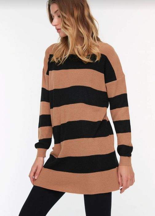 Pulover tricotat lung,nou cu etichetă