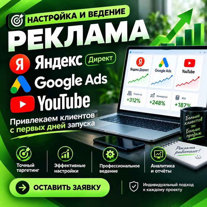 Реклама в Гугл Яндекс и YouTube