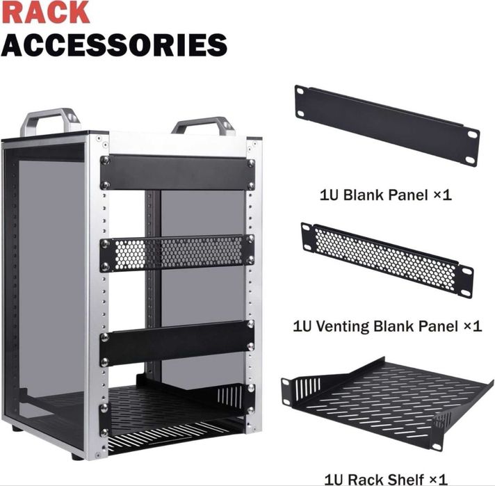 GeeekPi 8U Server Rack Cabinet DeskPi RackMate T1 Plus,Rack rețea 10 inch pentru servere, rețea, echipamente AV, 10.23 inch 260 mm Adâncime (Argintiu)