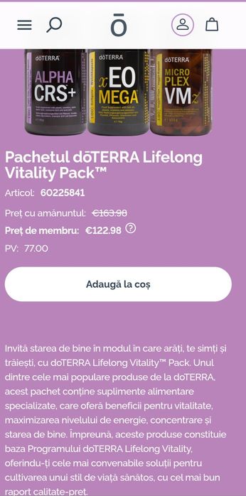 LLV doTERRA - Lifelong Vitality Pack