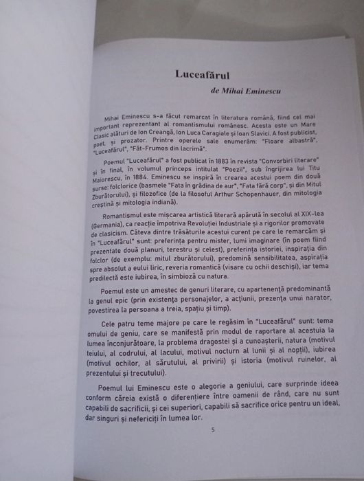 Eseuri structurate bacalaureat - Limba și Literatura Română