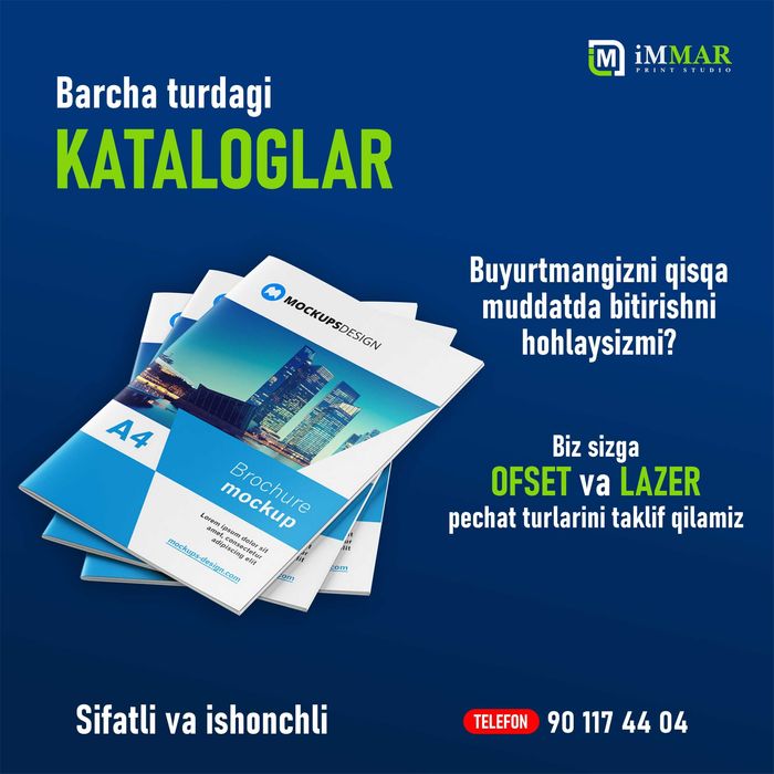 Flayer va barcha turdagi sifatli poligrafiya mahsulotlari