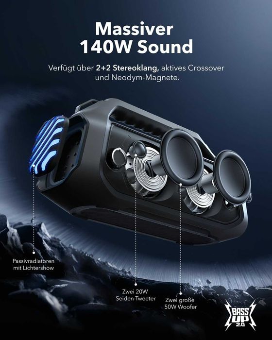 Bluetooth Колонка Anker SoundCore Boom 2 Plus, 140 W, BassUp 2.0