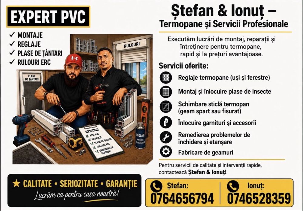 Reconditionare& Reparatii Termopane-Ferestre si Usi PVC