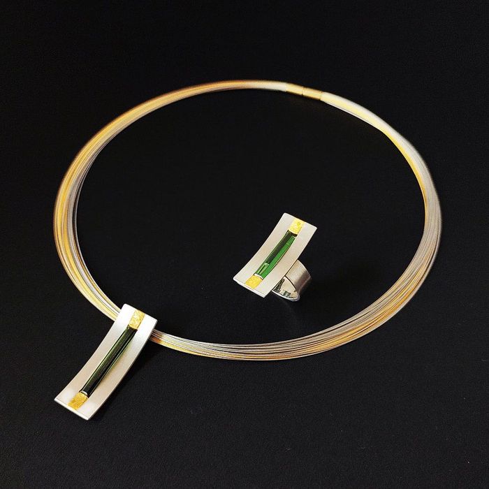 set designer Germania, platina, aur 18k, turmaline