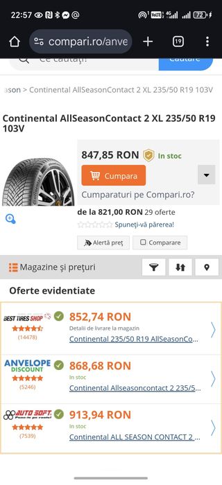 235/50R19 Continental 2023 7,74-7,14mm allseason