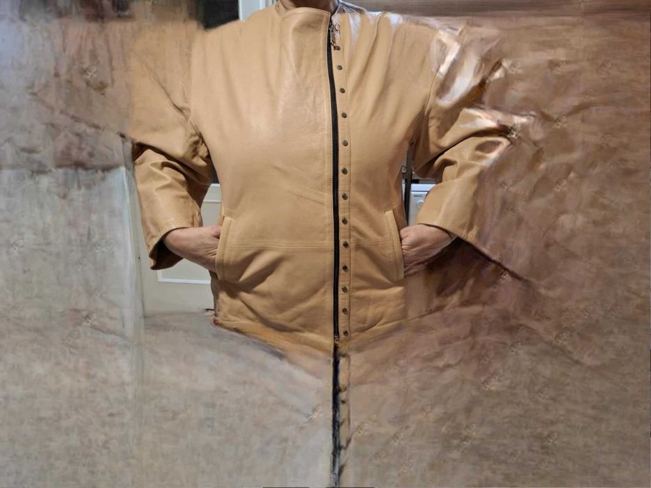 Дамско кожено яке, цвят охра