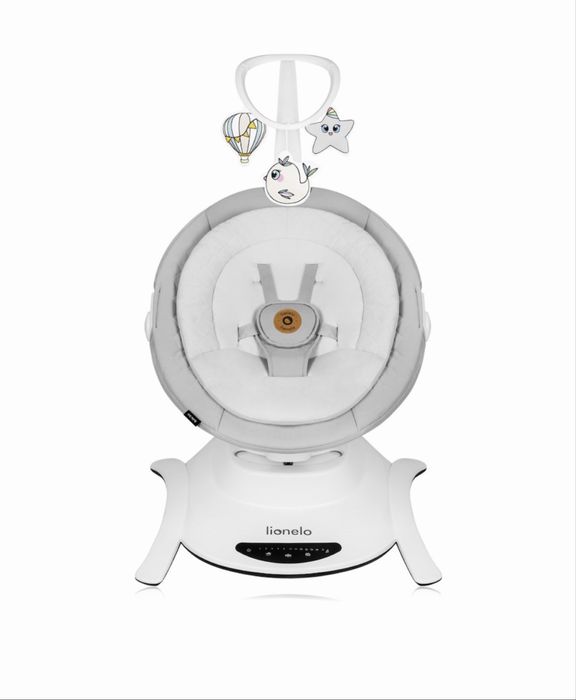 Balansoar electric Lionelo Bella 2 în 1 cu landou, rotire la 360°, telecomandă, 5 viteze, 12 melodii, ca nou, stare 10/10, predare personală Timișoara