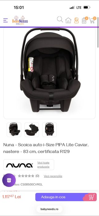 Scoica auto Nuna PIPA Lite Caviar