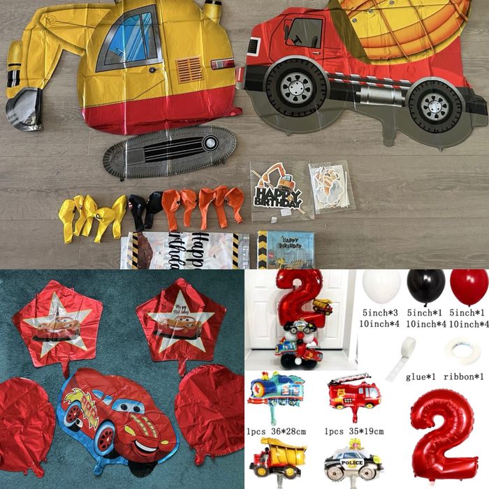 Seturi  aniversare cu masinute (constructii,politie,Cars)