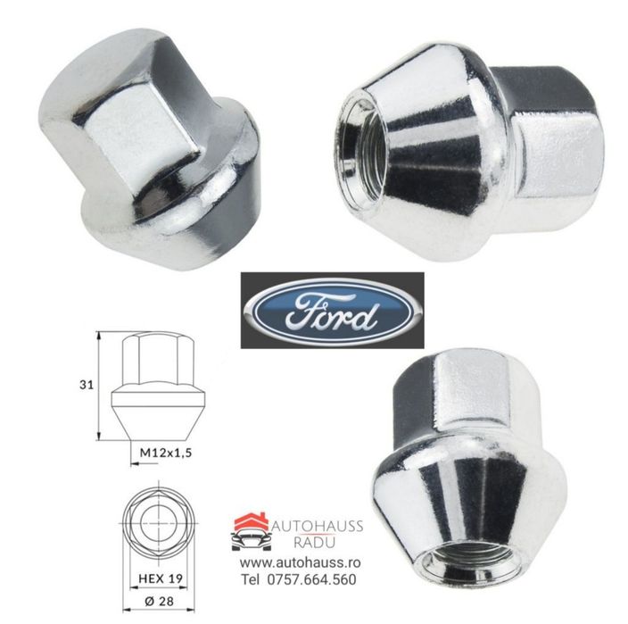 Piulite Negre  prezoane pline Ford Focus Fiesta Mondeo C-Max sau Volvo jante ALIAJ
Magazin Piese Auto