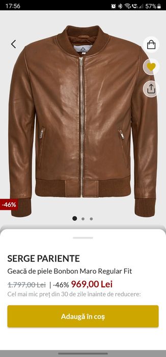 Geaca piele Serge Pariente piele naturală XXL