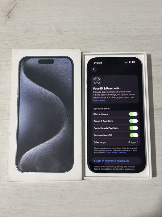 Iphone 15 Pro titan blue IMPECABIL + factura