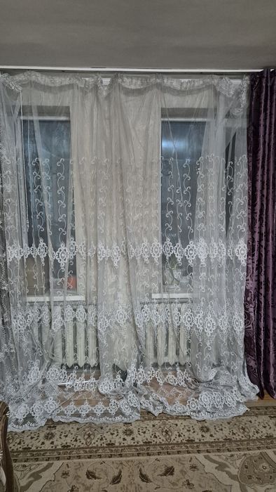Тюль с узором бел