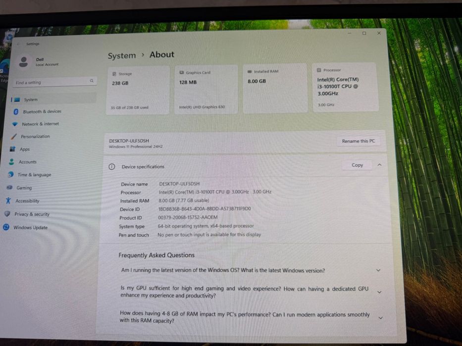 Calculator Dell Optiplex 3280, AIO, 8GB DDR4, 256Gb SSD, 22 inch