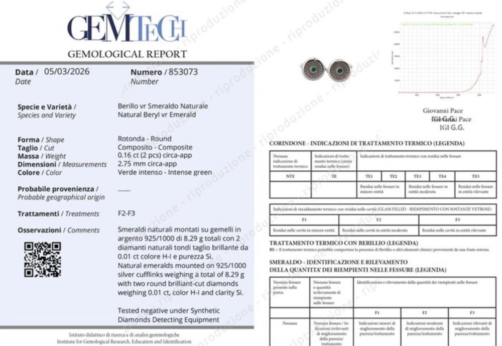 Butoni placati cu aur, cu diamante si smaralde