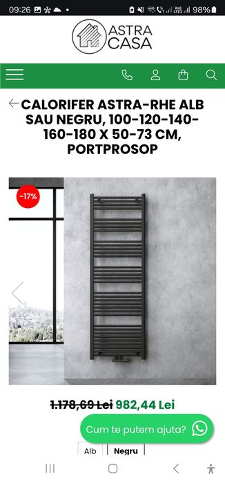 Calorifer portprosop baie 160 x 50 cm negru antracit