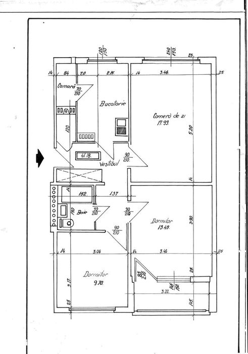 Apartament 3 camere decomandat  Etaj 3