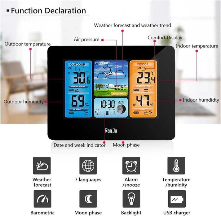 Statie meteo digitala Lumiax FanJu FJ3373,negru,sigilat