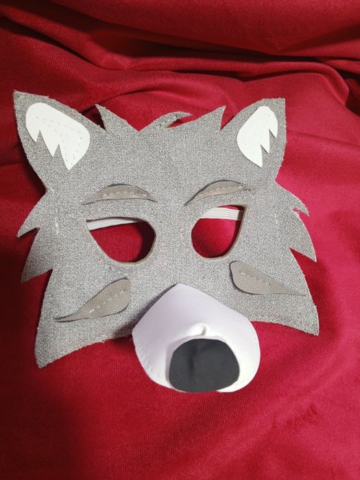 Детские Маски Волка из велюра и кожзама