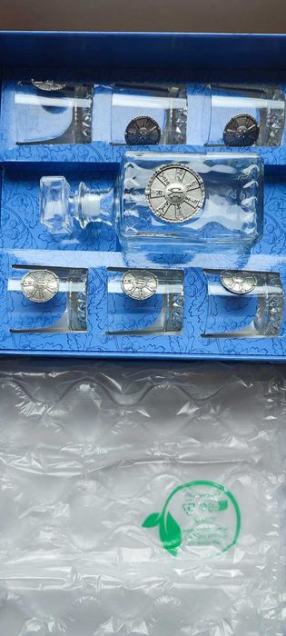 Комплект бутилка и чаши с украса розета