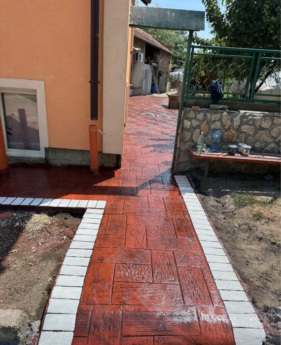 Щампован \ Шлайфан Бетон  , Бетониране на пътеки , гаражи и дворове