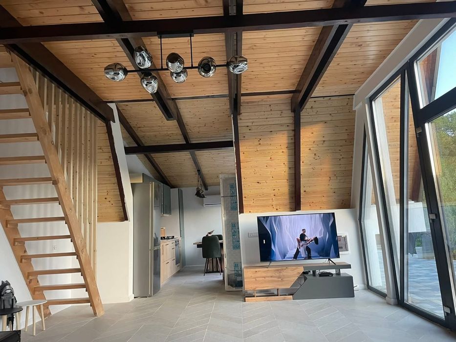 Cabane A-Frame 2-6 persoane cu saună, ciubăr si foișor .