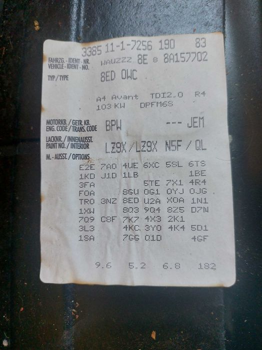 Portiera - Orice piesa AUDI A4 B7 2.0 TDI BPW cod culoare LZ9X