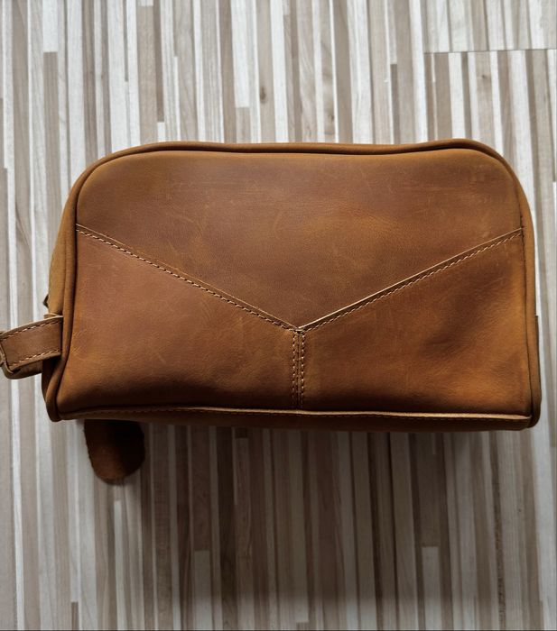 Светло-кафява кожена чанта