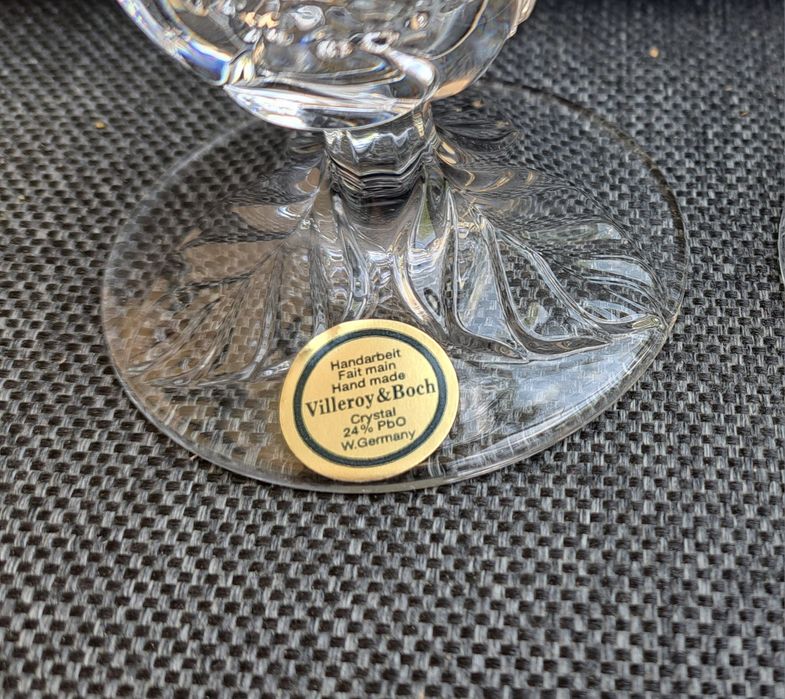 Pereche sfesnice cristal Villeroy & Boch, sfesnice bronz