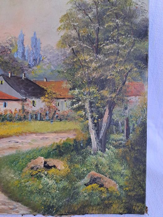 tablou vechi pictura pe panza 55/46 cm provenienta Franta