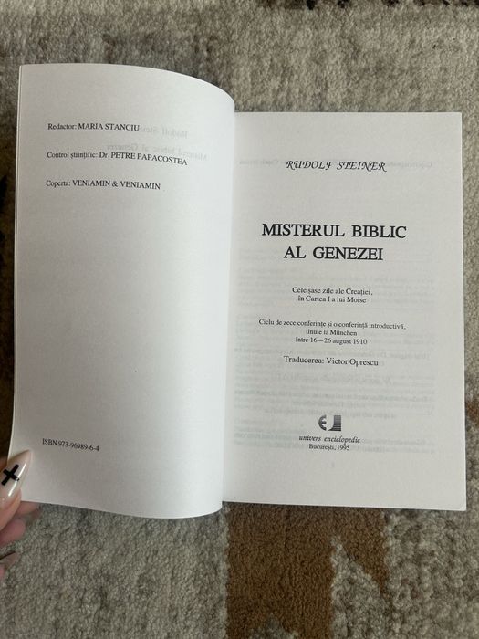 Carte Misterul Biblic al Genezei - Rudolf Steiner (Editura Univers Enciclopedic)
