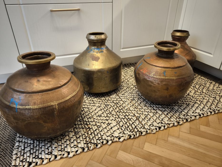 комплект ориенталски ръчно ковани медни и месингови съдове