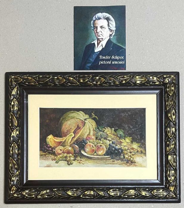 Toader Schipor Tablou Fructe de toamnă + album, pictura ulei rama lemn