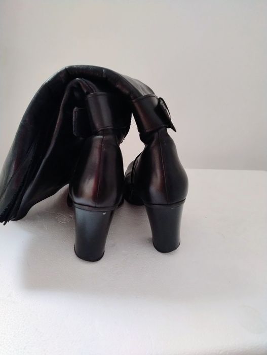 Cizme din piele, cu toc de 8 cm