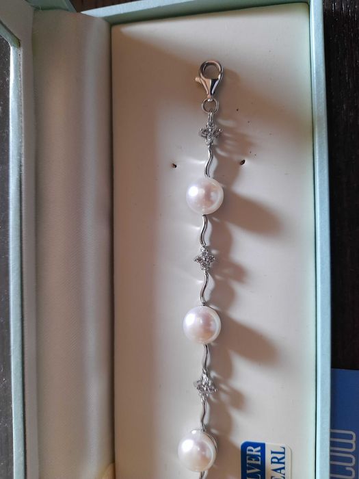 TOSCOW - Bratara, Argint 925, perle naturale de cultura+zirconia