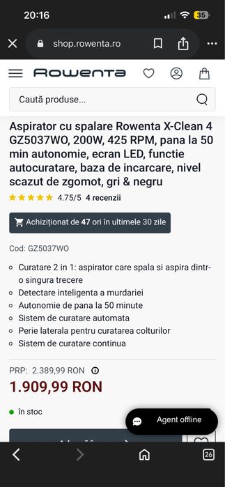Rowenta X-Clean 4 cu spalare