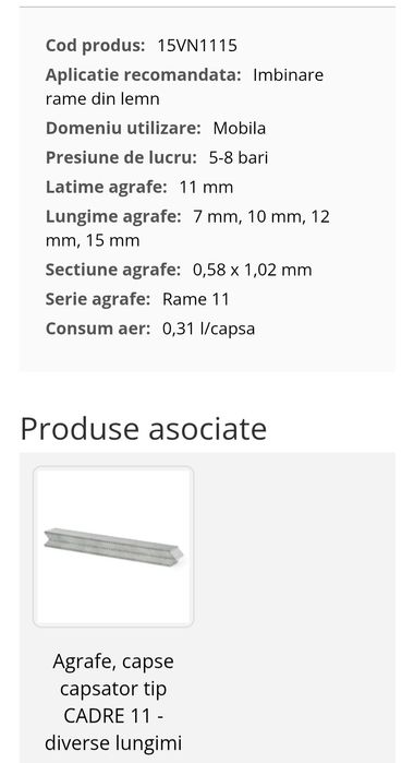 Capsator pneumatic, pentru rame, Alsafix VN11.15 Nefolosit