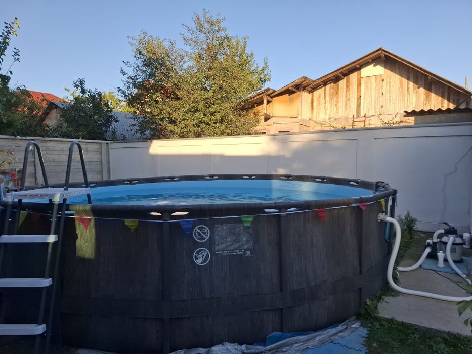 Piscină Intex Greywood Prism Frame Premium 549 × 122 cm + pompă + scară
