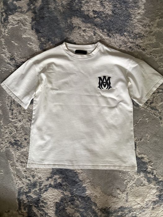 tricou amiri alb cu imprimeu negru