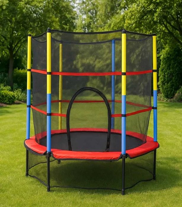 Детски Батут с вътрешна мрежа Byox - Hop, 4.5 FT, 140 cm, червен