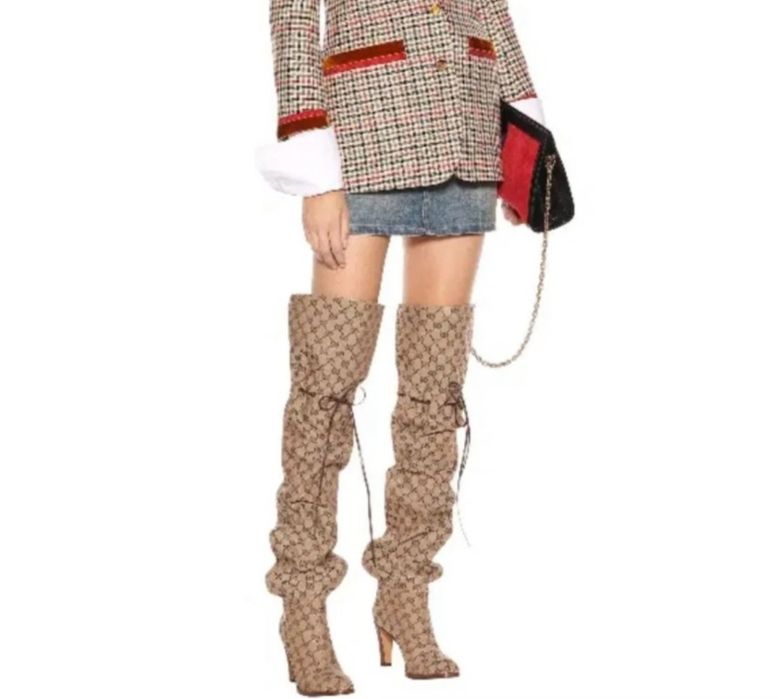 Gucci ,чизми-ботуши,естествена кожа /канвас,н.38