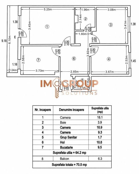 Etajul 1 - 3 camere decomandat - Mircea cel Batran