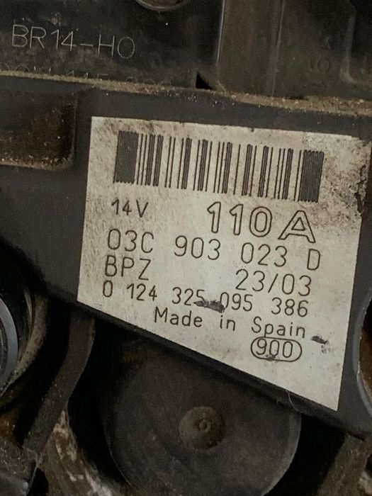 Alternator 1.6Fsi Volkswagen Touran 1T1, 1T2 2003 - 2010, Volkswagen Golf V 1K1 2003 - 2009, Audi A3 Ii 8P1 2003 - 2013 Oem 03C903023D