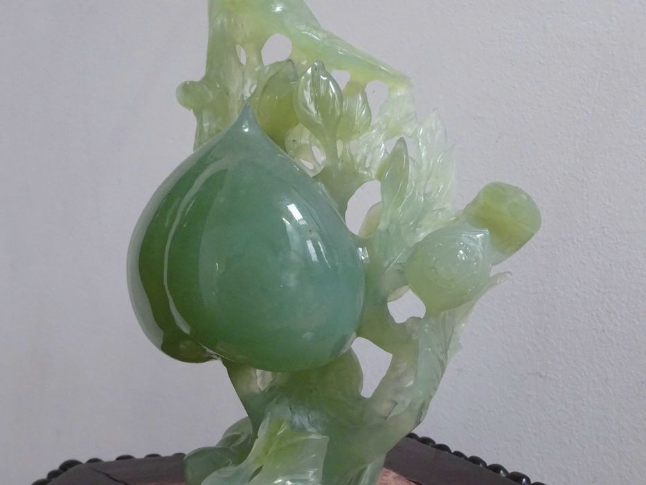 Sculptura in Jad natural Xiu - Statueta Feng shui veche